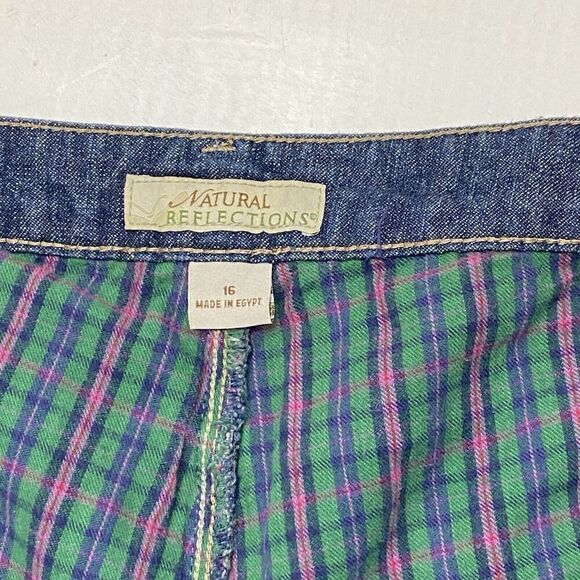 Natural Reflections Fleece Green Plaid Flannel Lined Straight Leg Jeans Women 16 - Picture 2 of 10